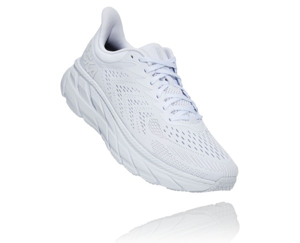 Hoka One One Clifton 7 Mens UK - White / White Road Running Shoes - QJLYZ6109